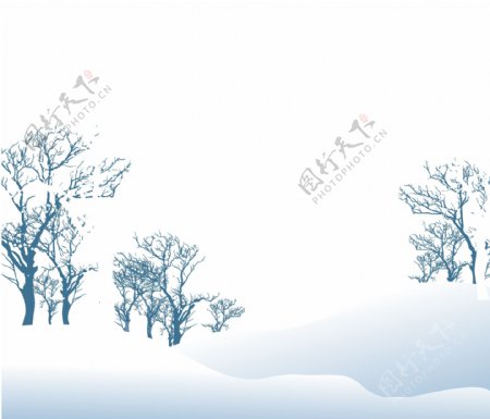冬季雪山树木png元素素材