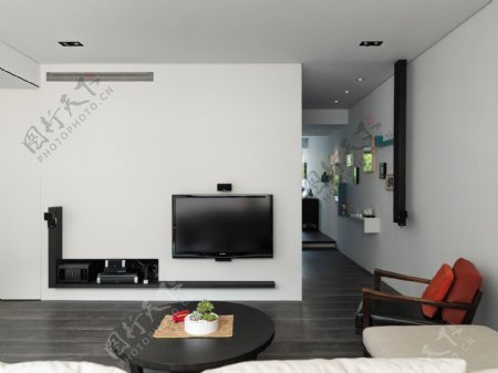 现代简单客厅白色墙面室内装修效果图