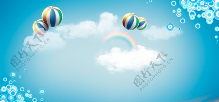 彩色气球节日banner背景素材