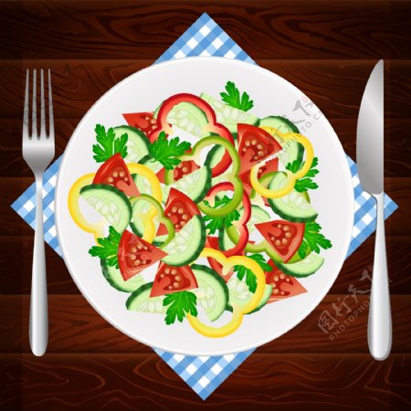 美味营养的蔬菜沙拉插画