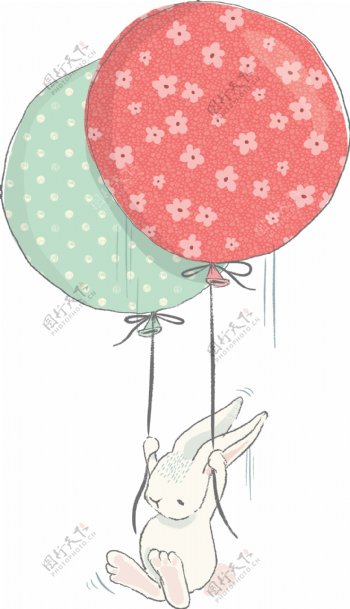 粉花气球卡通透明装饰素材