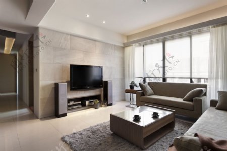 现代客厅浅褐色沙发室内装修JPEG效果图