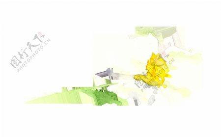 黄色碎花卡通透明素材