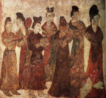 永泰公主陵墓壁画仕女图