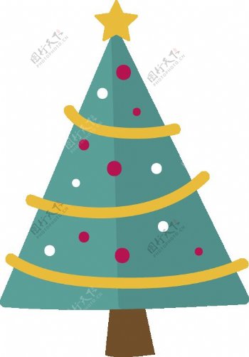 卡通扁平化圣诞树PNG元素