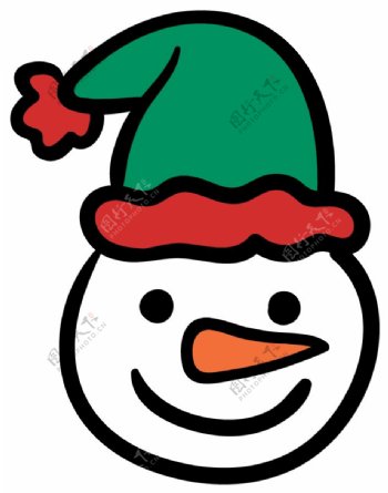卡通圣诞雪人头像元素
