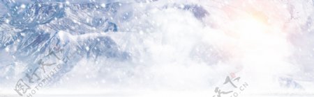 白色冬季雪景banner背景