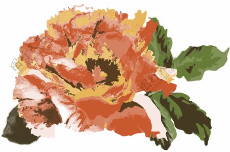 绽放艳红花卉卡通透明素材