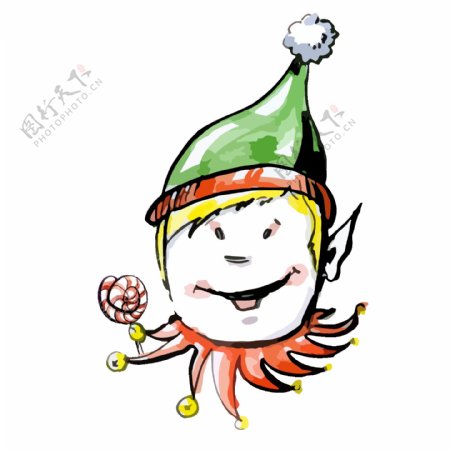 卡通创意手绘圣诞帽子png元素