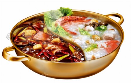 鸳鸯锅美味团圆蔬菜火锅食物餐饮海鲜
