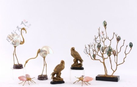 中式风格鹤鹦鹉创意雕塑