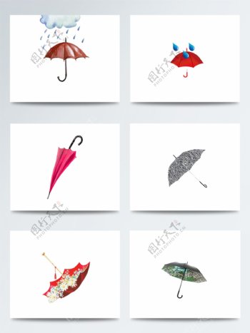 清新唯美彩色雨伞
