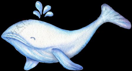 手绘蓝色童话鲨鱼图案