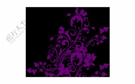 唯美紫色花纹元素