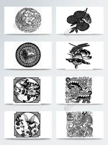 中国风传统黑色剪纸图文素材