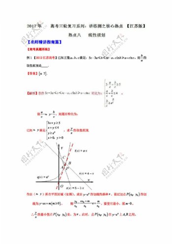 数学苏教版2017年高考数学三轮讲练测核心热点总动员江苏版专题08线性规划