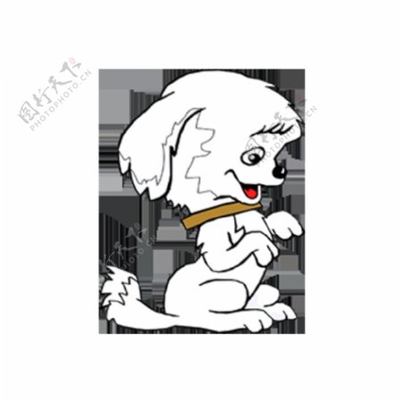 呆萌白色宠物狗卡通手绘装饰元素