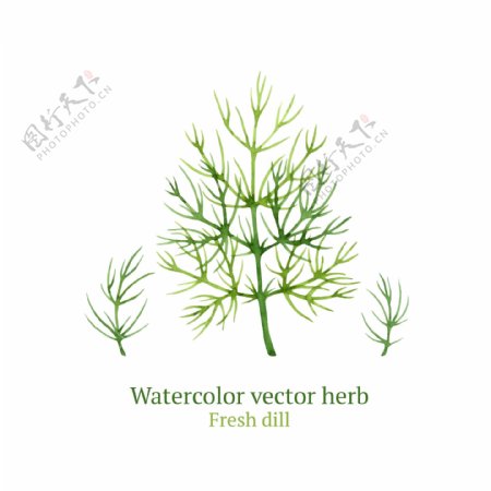 绿色艺术水彩绘植物