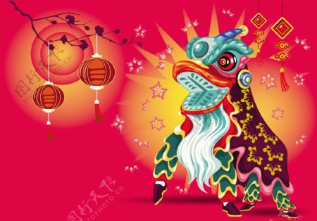春节新年红色手绘中国风电商