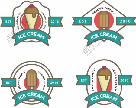 矢量冰淇淋雪糕标签