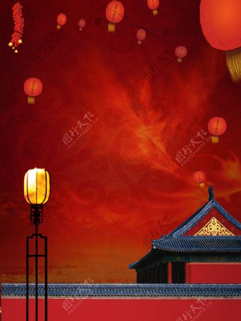 喜庆中国新春红色海报背景