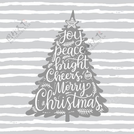 银色圣诞树背景卡通素材