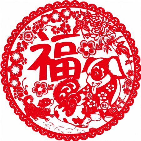 2018红色春节剪纸素材