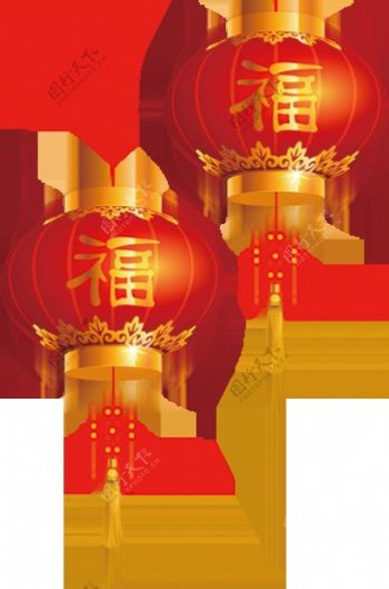 喜庆新年福字中国结灯笼元素