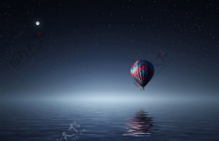 夜空热气球