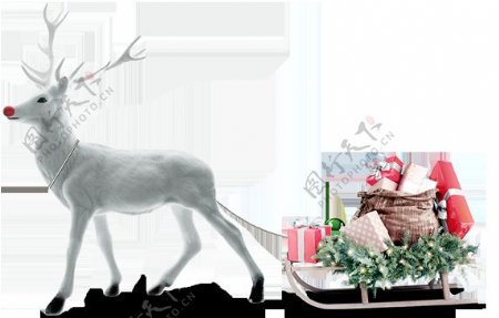 创意卡通圣诞麋鹿马车元素