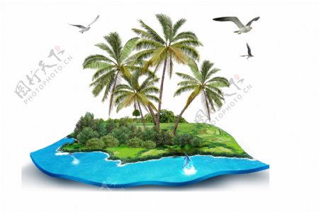 热带海岛模型透明素材