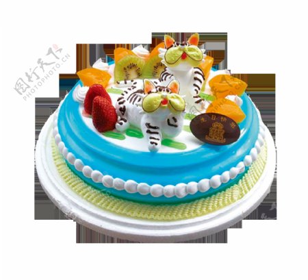 蓝色水果味创意蛋糕元素