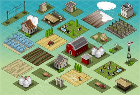 农场建筑外观插画