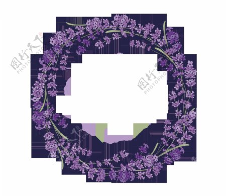 紫色花环png元素