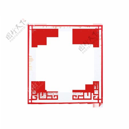 中国风红色方形边框PNG元素