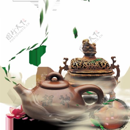 仙气雅致褐色茶具产品实物