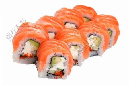颜色艳丽三文鱼寿司日式料理美食产品实物