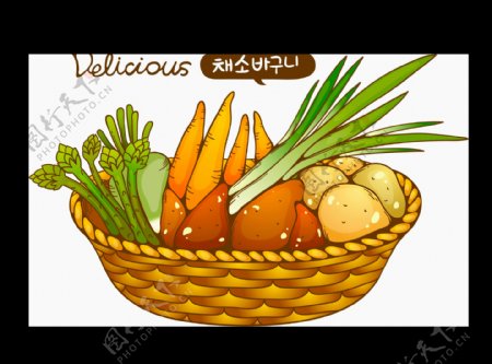 黄色箩筐蔬菜元素