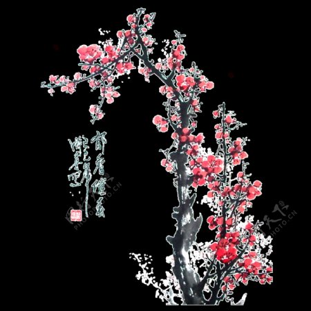 中国风手绘花朵元素