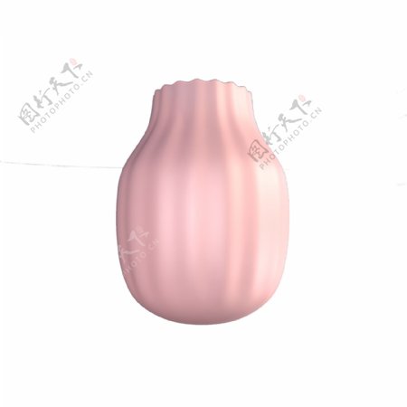 立体粉色磨砂花瓶装饰图案元素人鱼色
