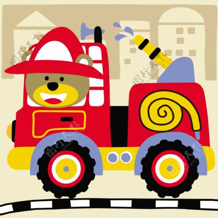 小熊与小卡车动漫可爱图
