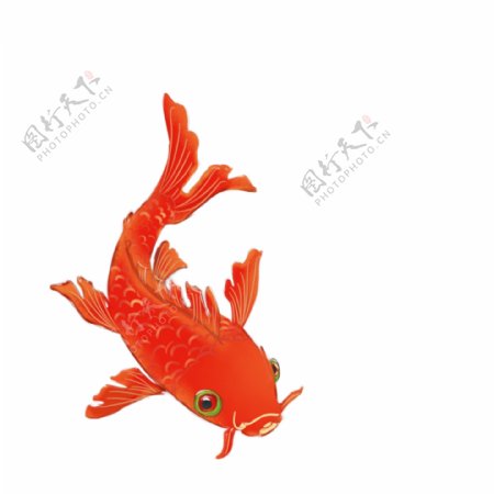 可商用红色喜庆中国风手绘可爱锦鲤装饰图案