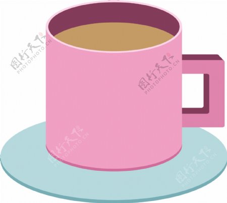 2.5D水杯杯垫粉色茶杯原创可商用元素