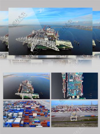 4k大美中国海上大型运输码头游轮
