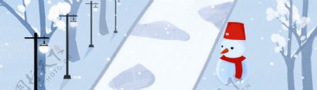 下雪冬季上新banner背景