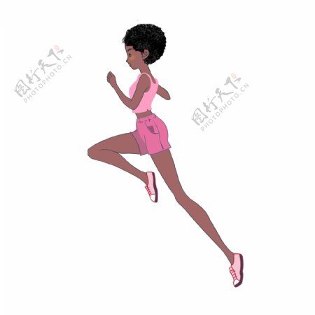 非洲黑皮肤跑步运动的女孩
