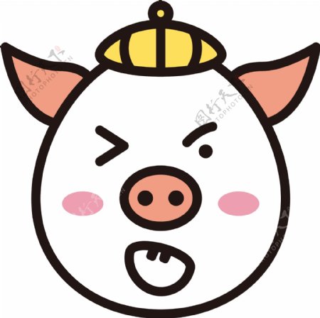 猪挑眉表情包卡通可爱生肖猪可商用元素