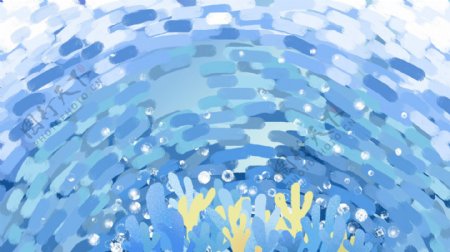 蓝色梦幻海洋插画背景设计