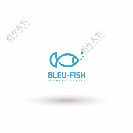 蓝色的鱼简约logo模板