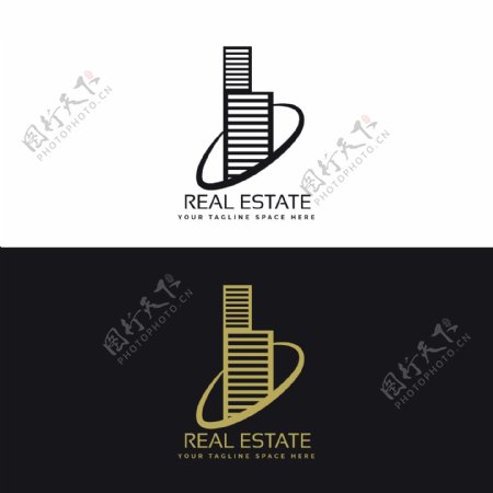摩天大楼房地产标志logo模板